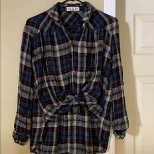 Pink rose Plaid flannel shirt